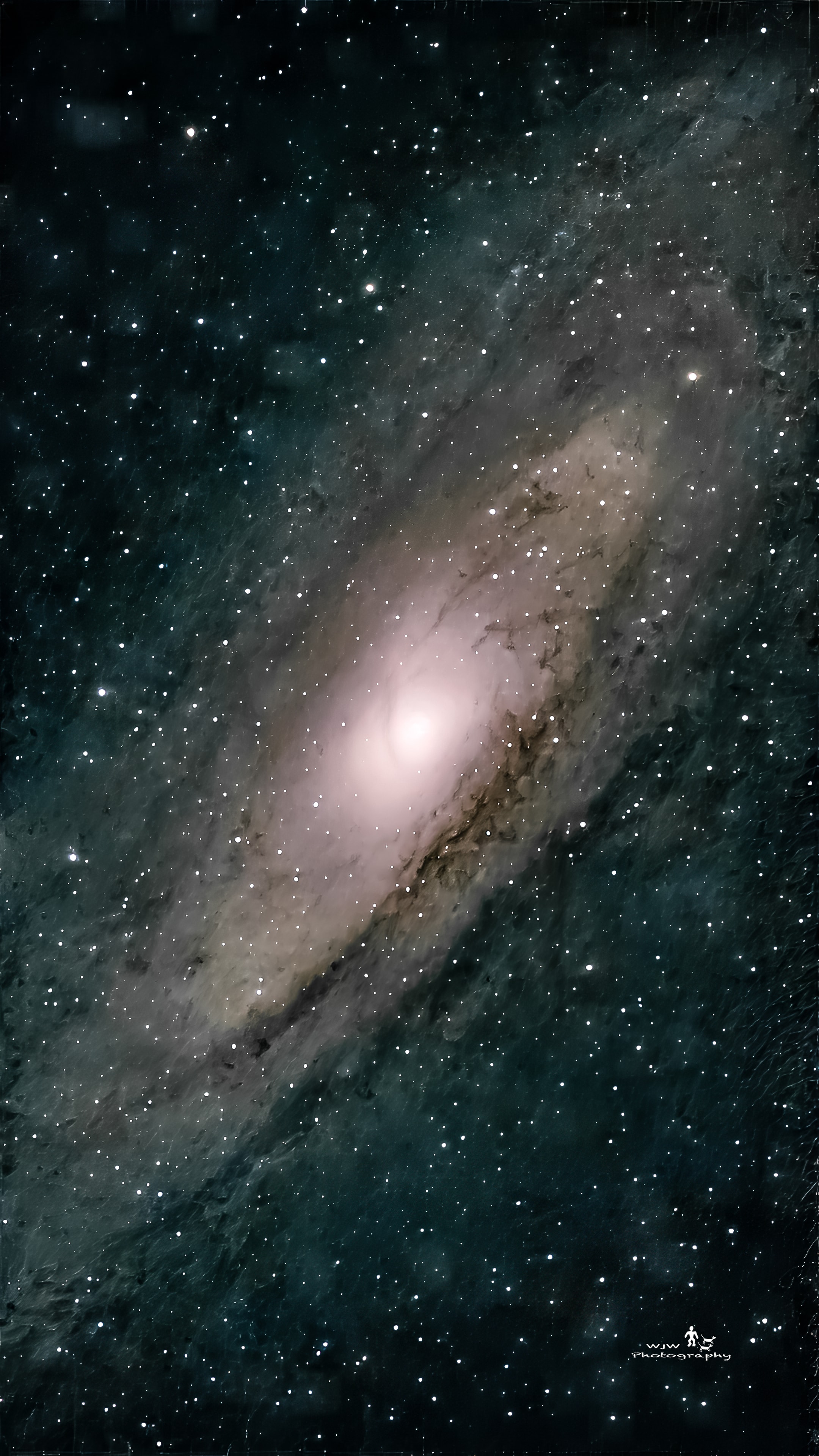 Andromeda Galaxy M31 spiral structure against star field